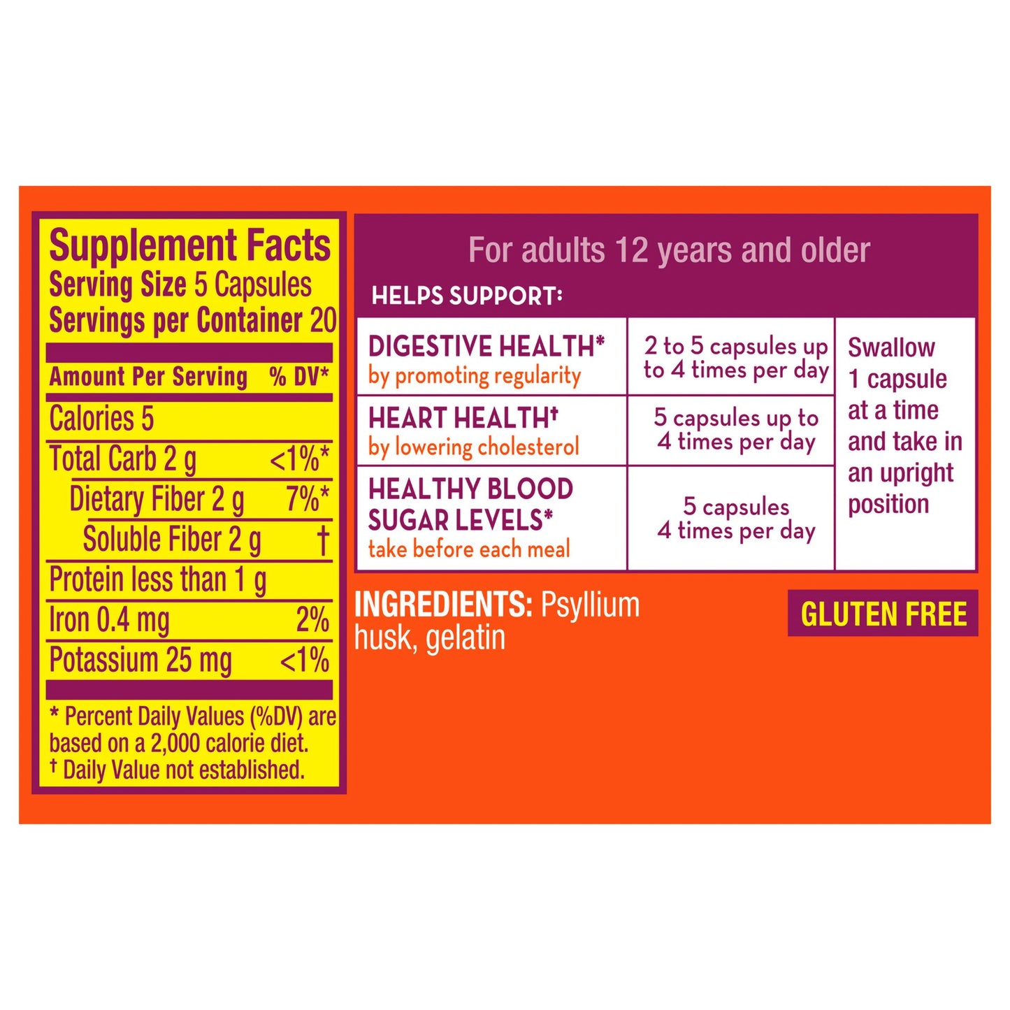 METAMUCIL FIBER, CAP 0.4GM (100/BT)