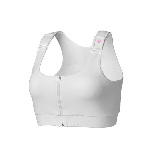 BRA, PST-OP SHIRL W/DBL ZIP FRNT CLSR STRAP WHT 2XLG (36/CS)