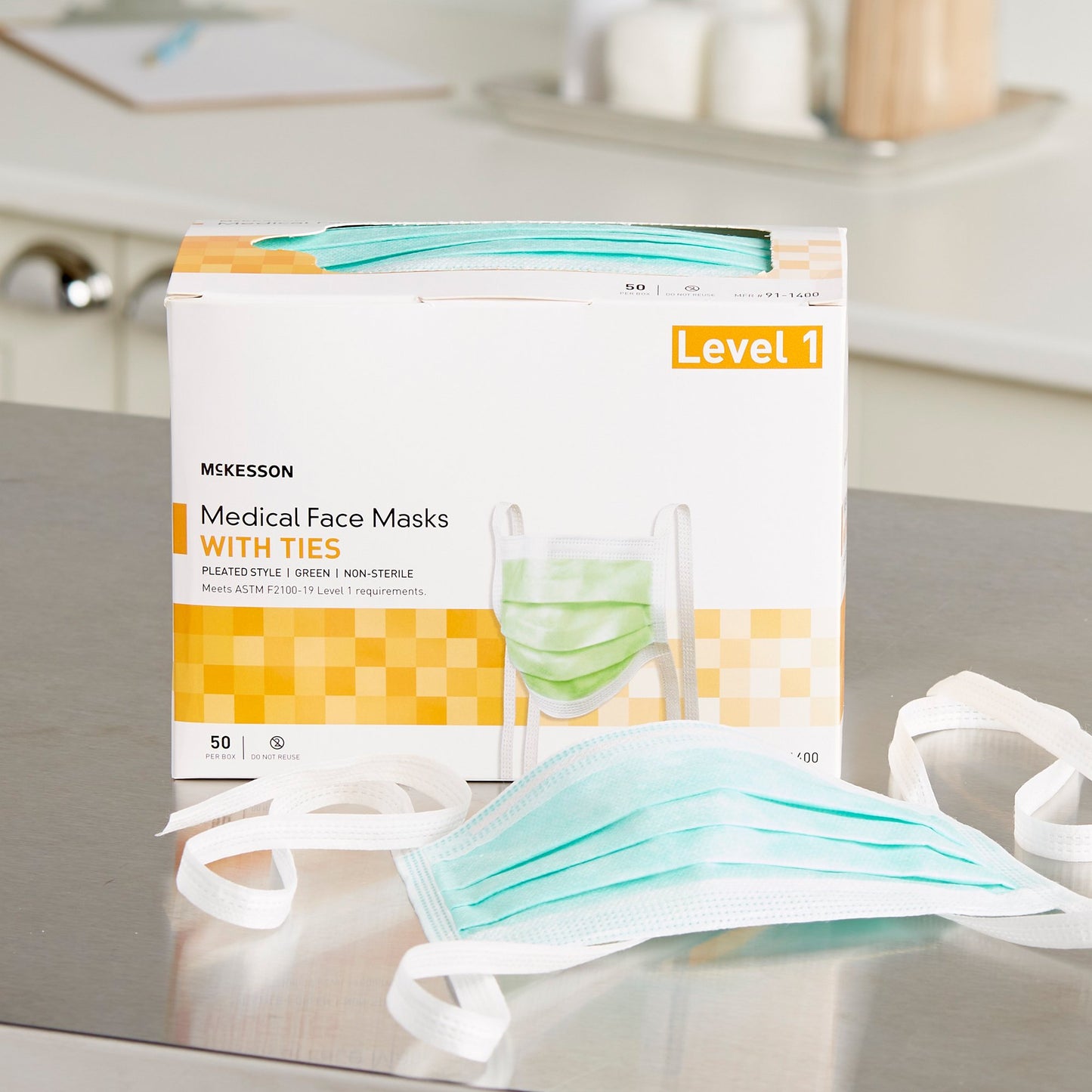 MASK, SURG TIES ASTM1 ANTIFOG (50/BX 6BX/CS)
