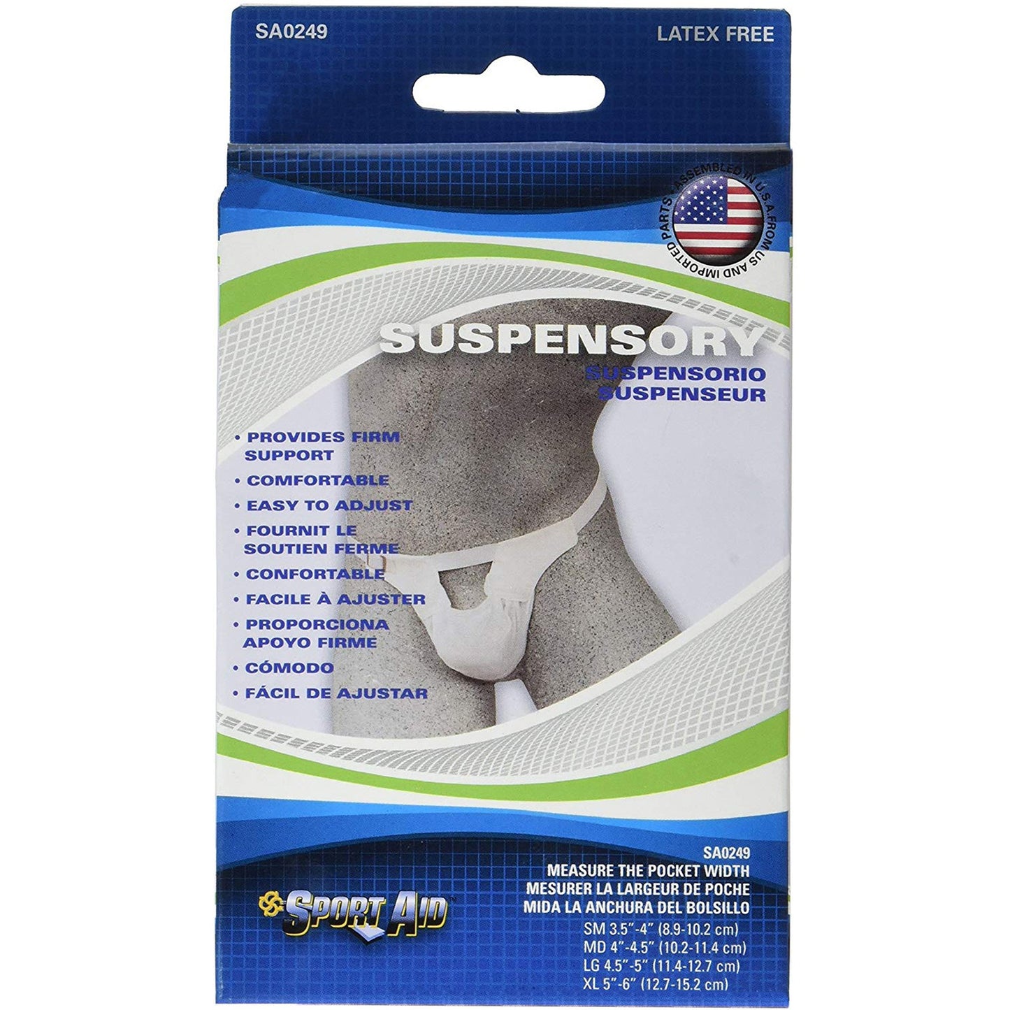 SUSPENSORY, W/ELAS BAND LG WHT