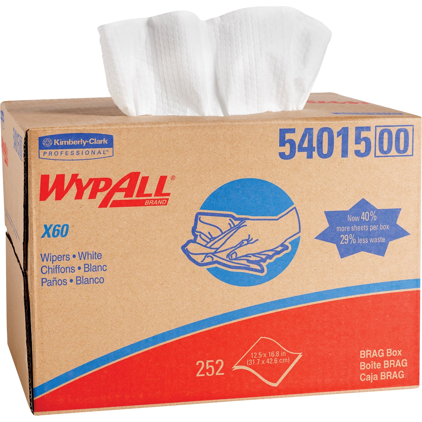 WIPER, WYPALL X60 CLOTHS (252/CS)