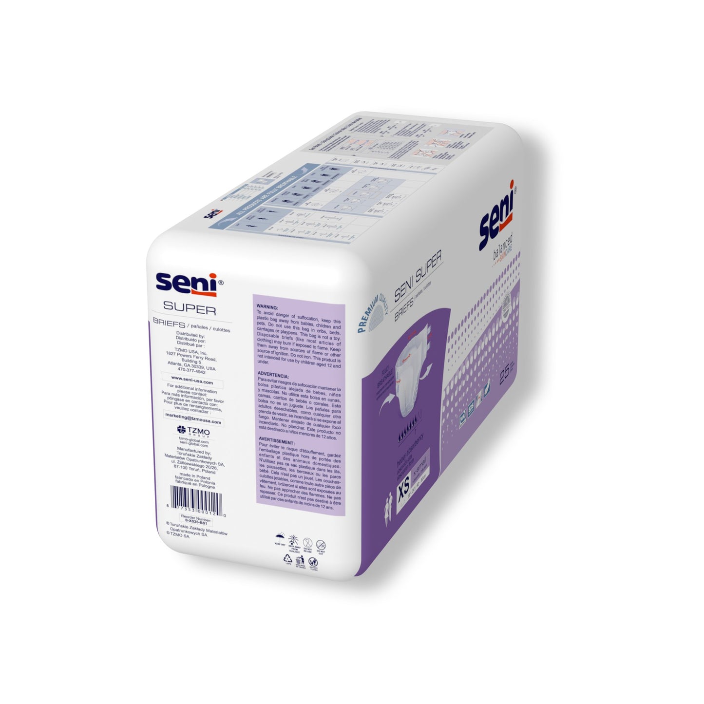 BRIEF, INCONT SENI SUPER XSM 16"-24" (25/PK 3PK/CS)