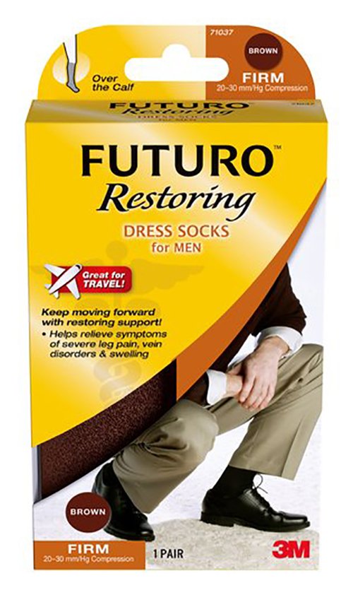 SOCKS, DRESS COMPRSN FUTURO RESTORING BLK MENS LG (12PR/BX)