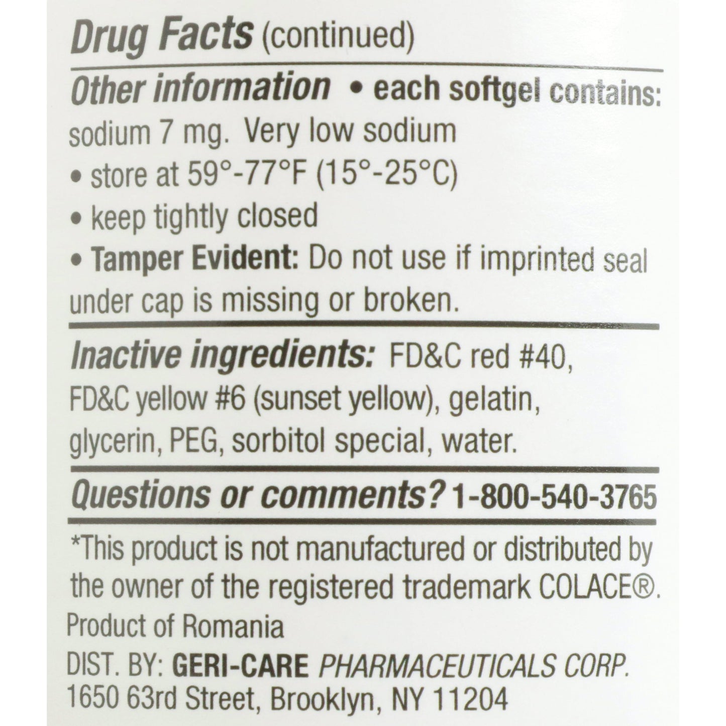 LAX DSS, SOFT GEL 100MG (1000/BT 12BT/CS)
