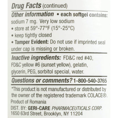 LAX DSS, SOFT GEL 100MG (1000/BT 12BT/CS)