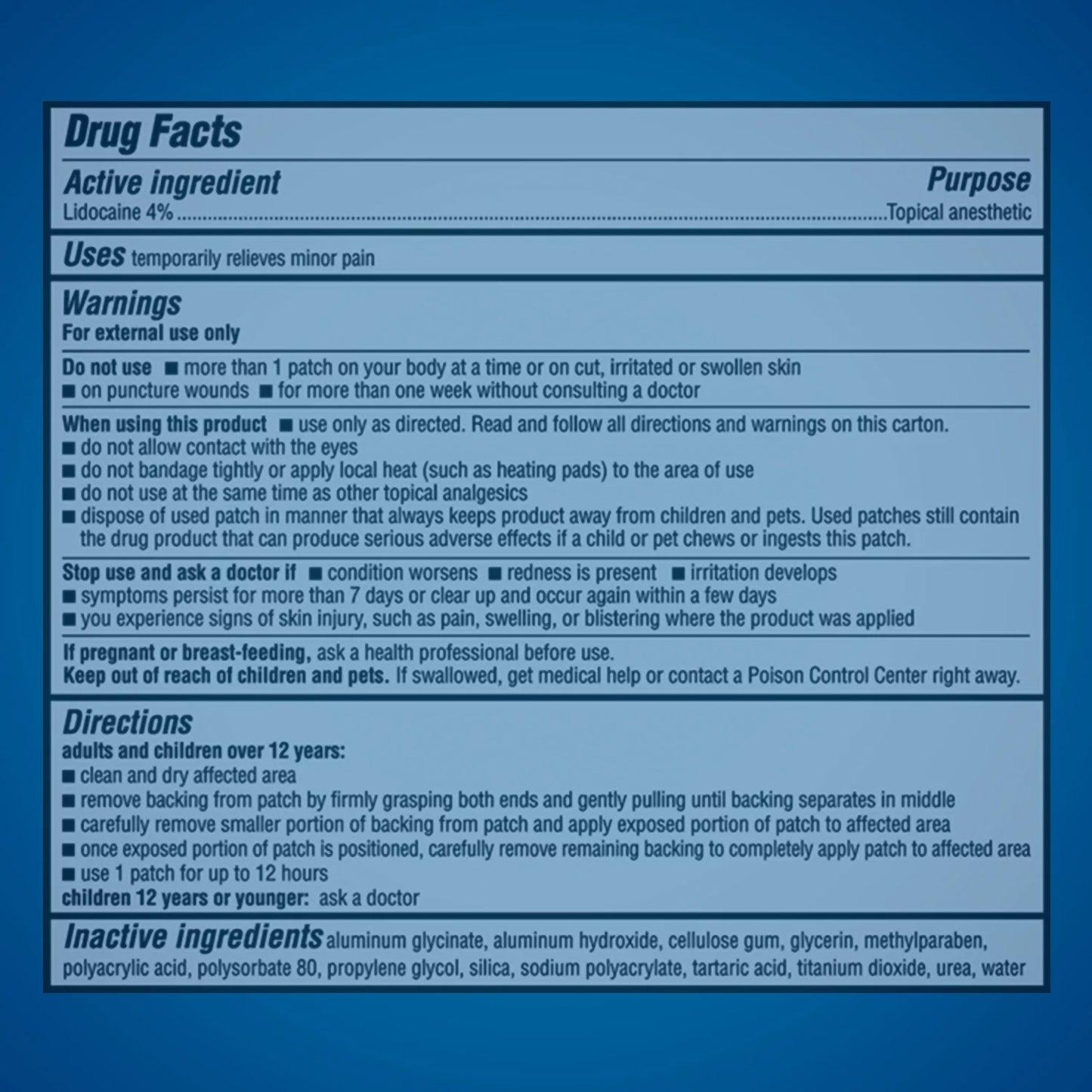 ASPERCREME, PATCH W/LIDOCAINE PAIN RELIEF XLG 4% (3/BX)