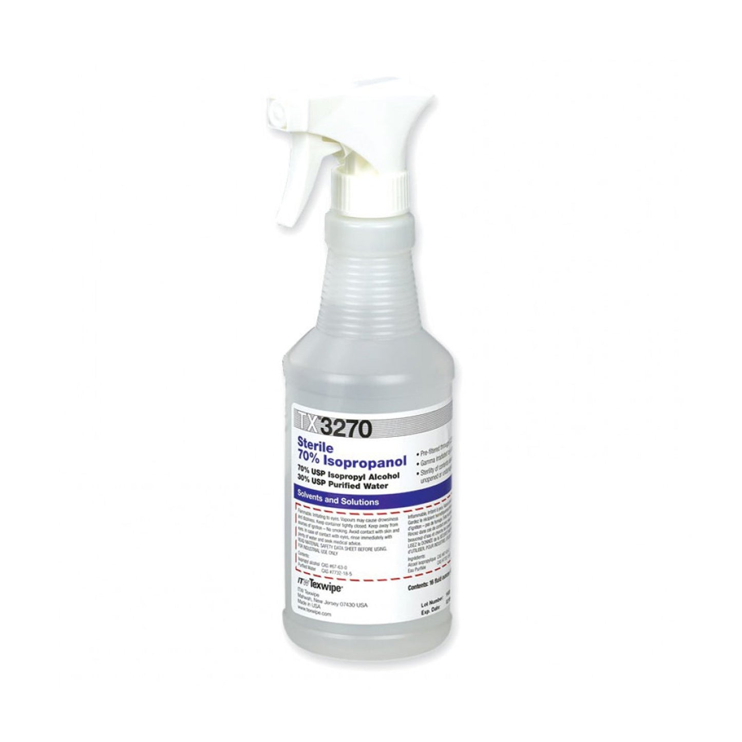 <ul><li>Texwipe's Sterile 70% Isopropanol (IPA) contains 70% by volume USP-grade