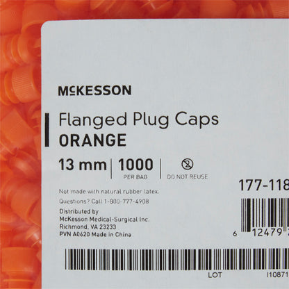 CAP, VAC TUBE ORG 13MM (1000/BG 20BG/CS)