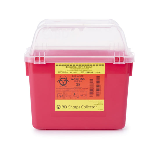 CONTAINER, SHARPS RED 8QT FUNNEL TOP (24/CS)