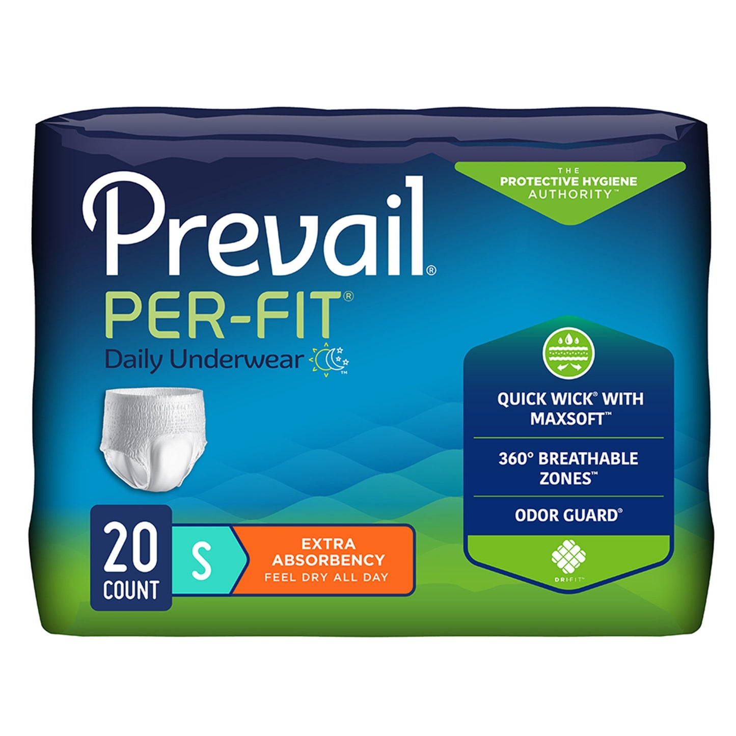 UNDERWEAR, PROTECTIVE PREVAIL PER-FIT SML DISP(20/PK 4PK/CS)