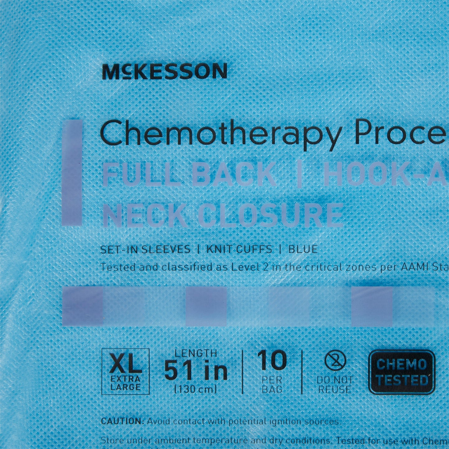 GOWN, CHEMO FULL BCK HOOK&LOOPCLSR AAMI2 XLG (10/BG 3BG/CS)
