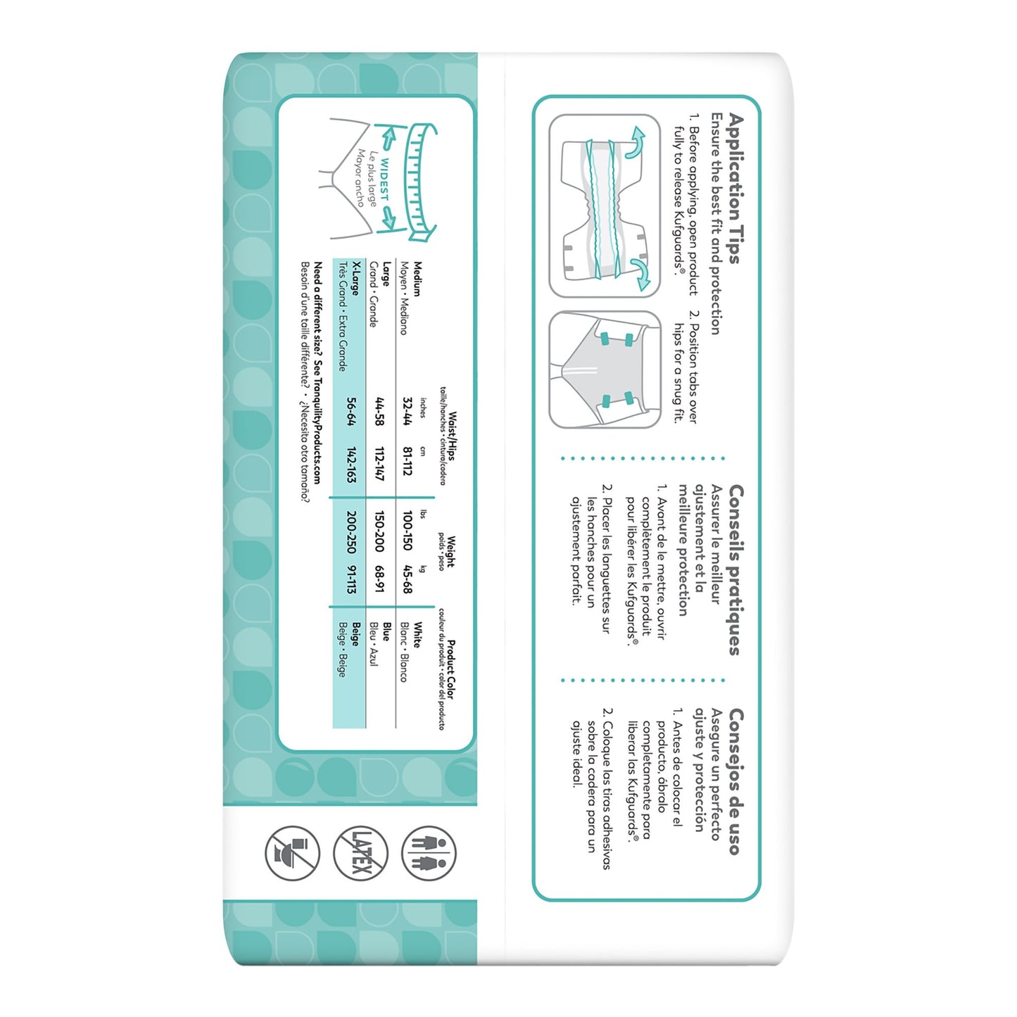 BRIEF, INCONT TRANQ ESSENT BRTHABL WHT XLG (25/BG 4BG/CS)