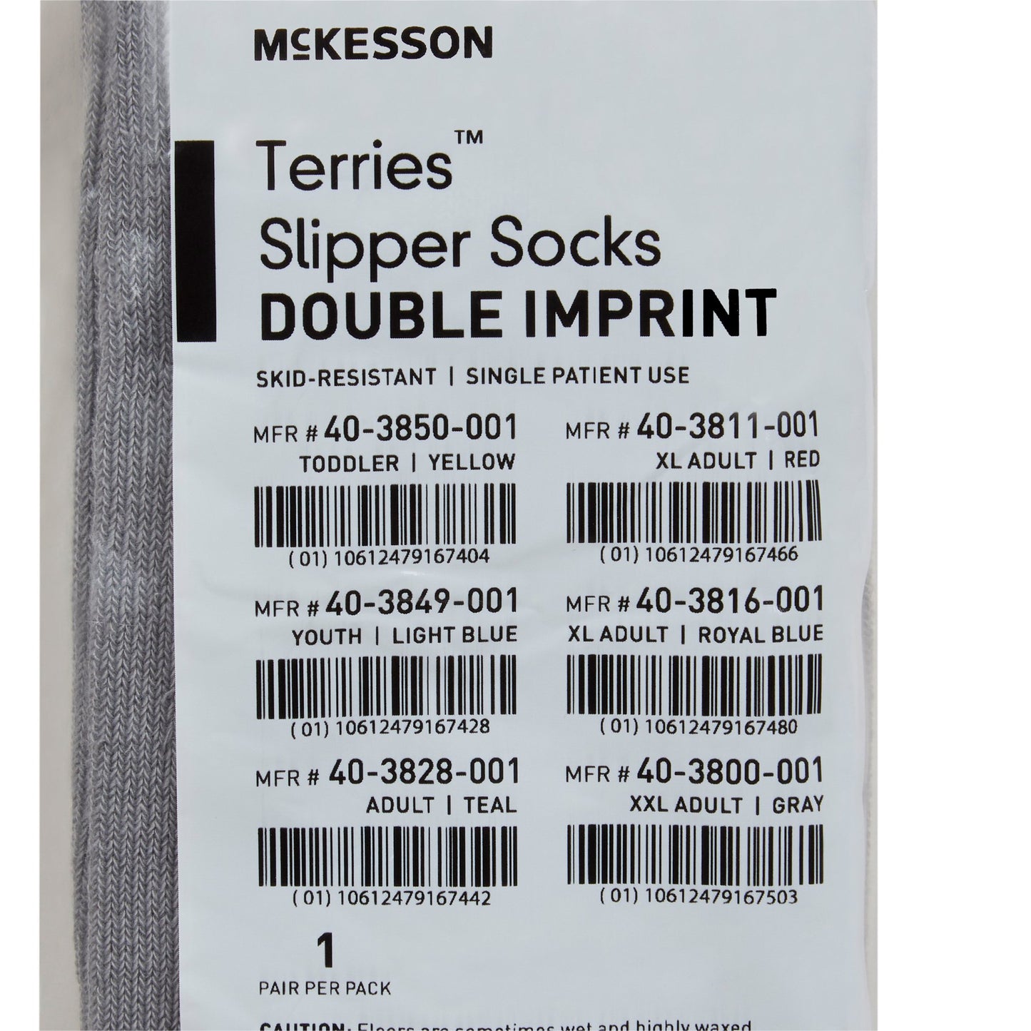 SLIPPER, TERRY DBL IMPRINTED ADLT XXLG GRY (48PR/CS)