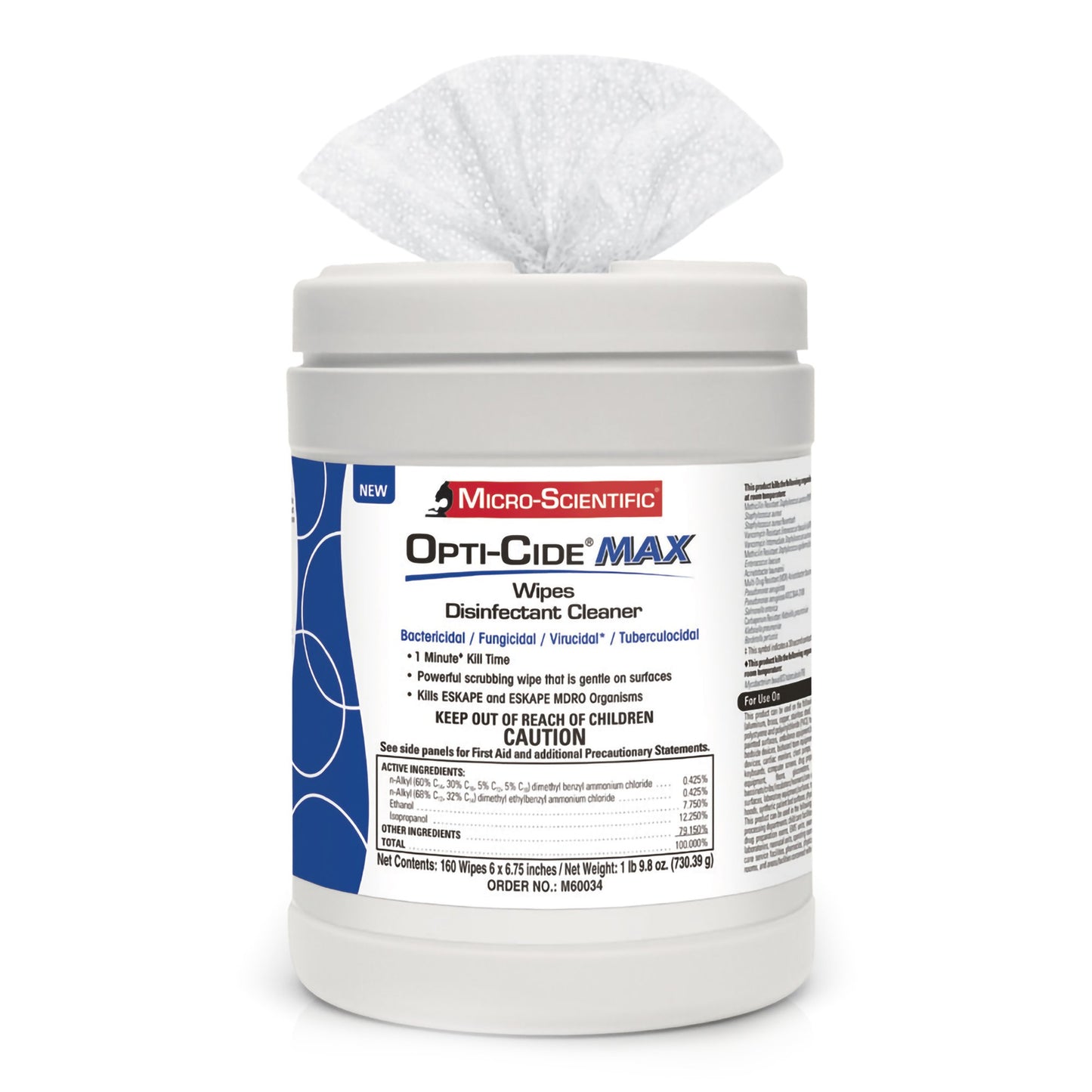 WIPE, DISINFECTANT OPTI-CIDE MAX 6"X6 3/4" (160/CT 12CT/CS)