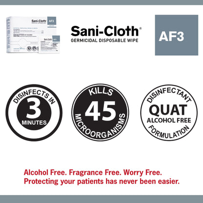 WIPE, DRY SANI-CLOTH AF3 LG 5X8 INDIVIDUAL PACK (50/BX 10BX)