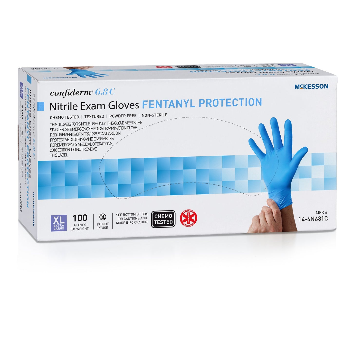 GLOVE, EXAM NTRL P/F XLG N/S CHEMO 6.8C (100/BX 10BX/CS)