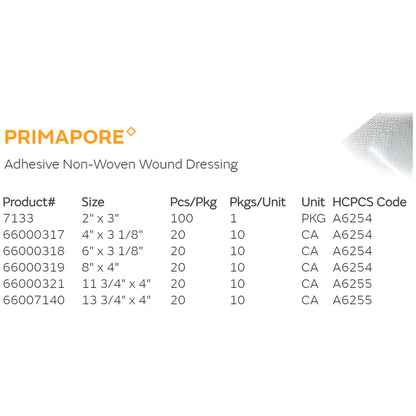 DRESSING, ABSORBENT PRIMAPORE 8"X4" (20/BX)