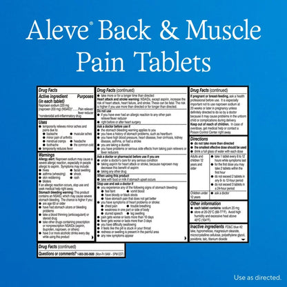 ALEVE, TAB BACK/MUSCLE PAIN 220MG (24/BT)