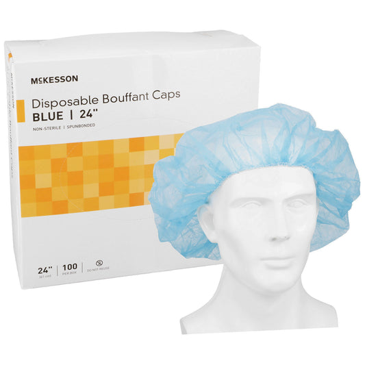 CAP, BOUFFANT LF SB BLU 24" (100/BX 5BX/CS)