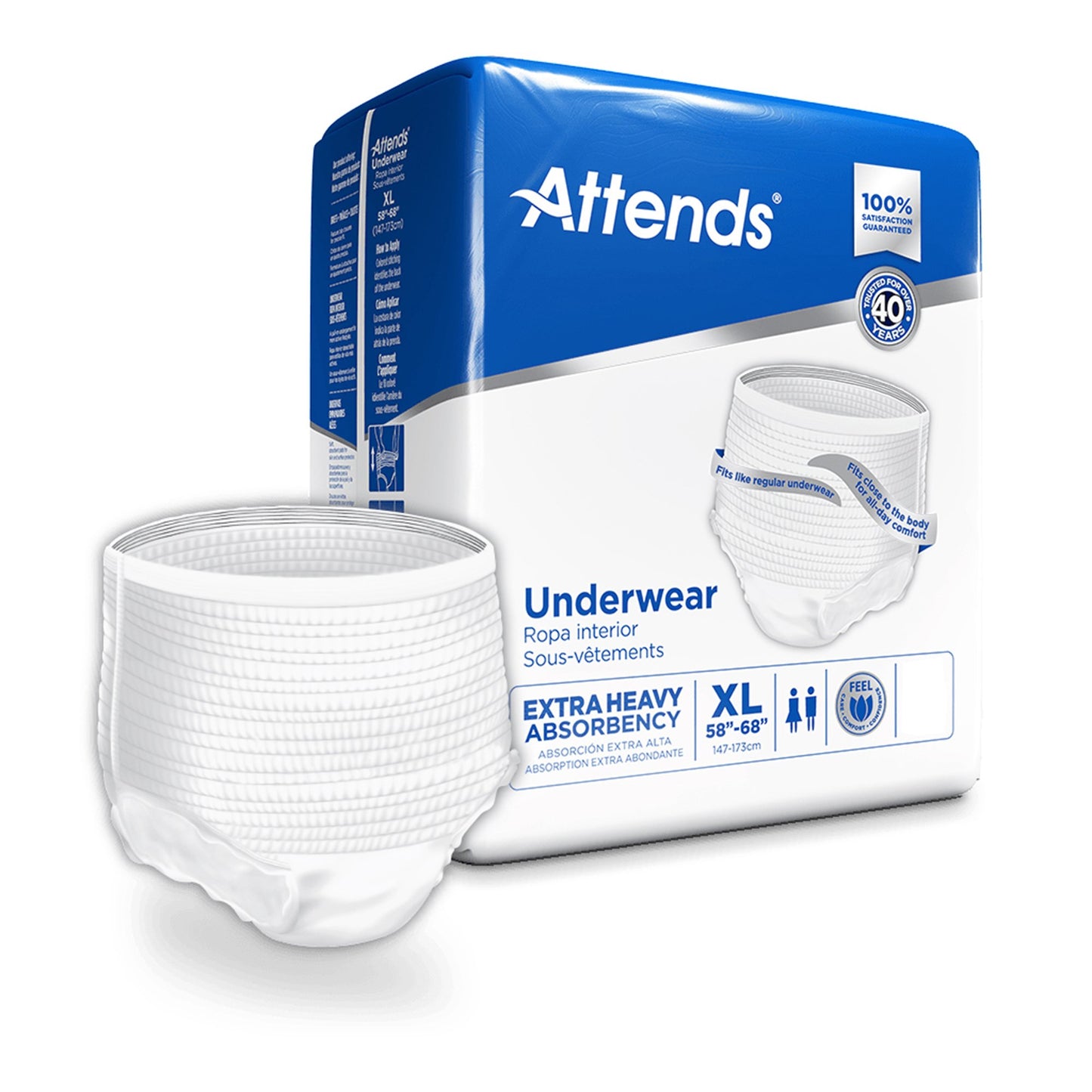 UNDERWEAR, ATTENDS X-ABSORBENCY DISP XLGE (25/BG 4BG/CS)