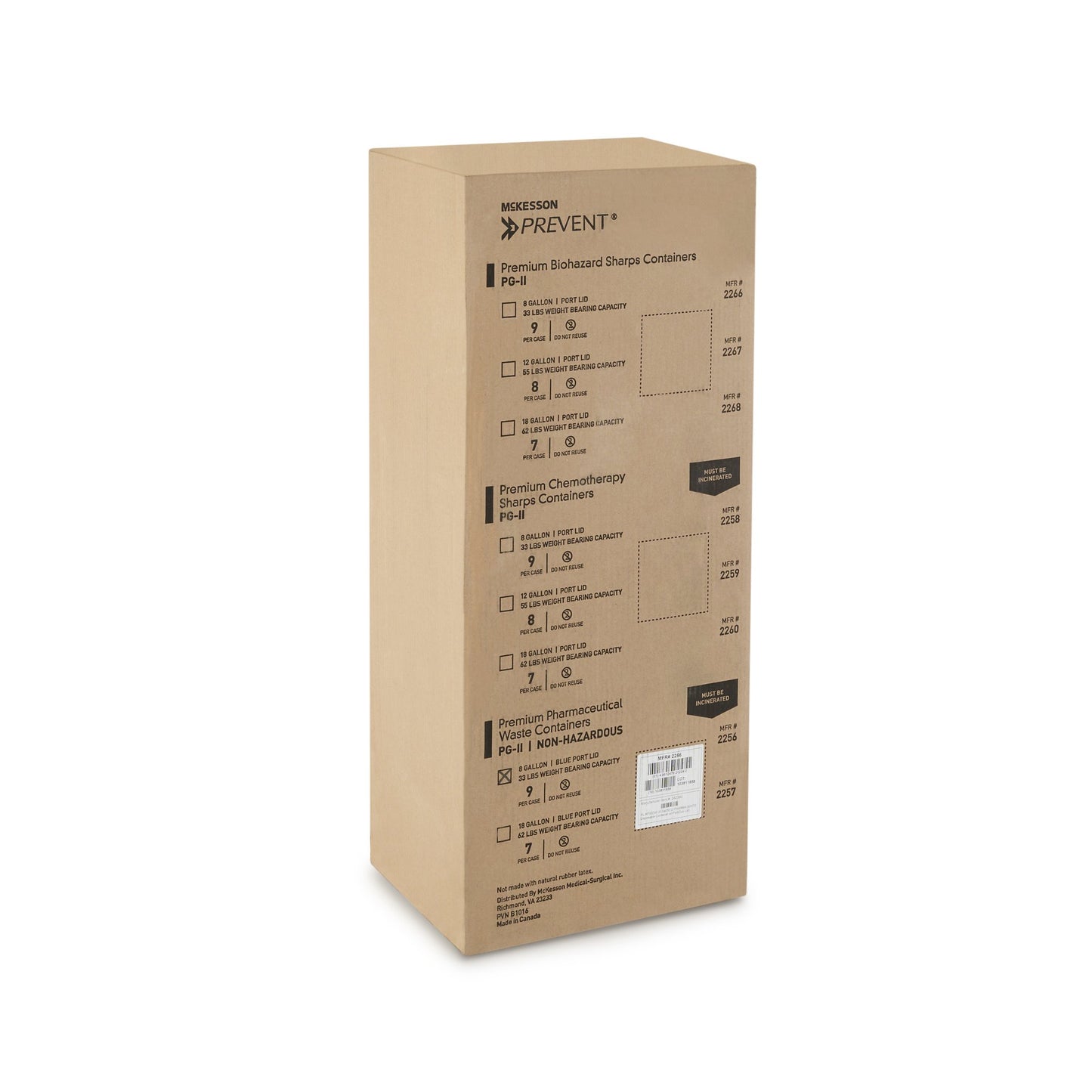 CONTAINER, SHARPS PHARMA WHT/BLU 8GL (9/CS)