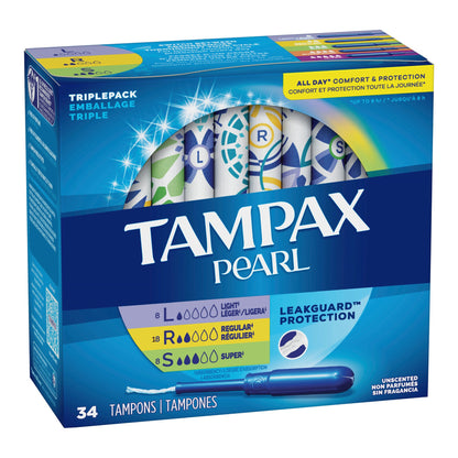 TAMPON, TAMPAX PEARL APPL TRIPLE PACK (34/BX)