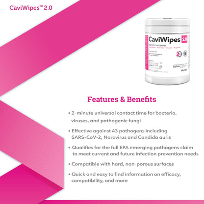 WIPE, WET DISINF CAVIWIPES 65 TOWELETTES 9"X12" (12/CS)