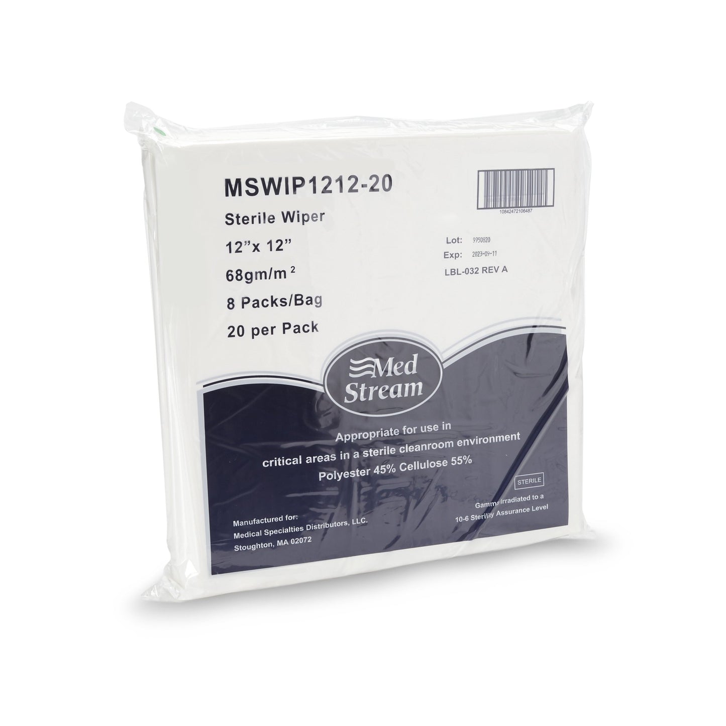 WIPE, DRY SURFACE LINT FREE STR 12"X12" (20/PK 64PK/CS)