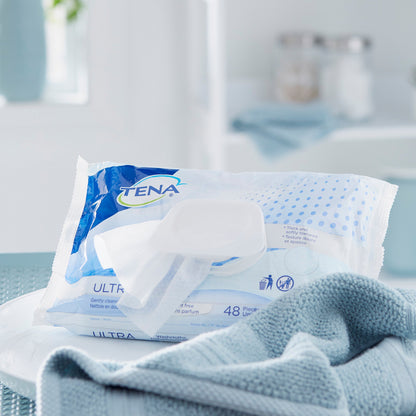WASHCLOTH, WET ULTRA TENA UNSCNTD DISP (48/PK 12PK SCAPER