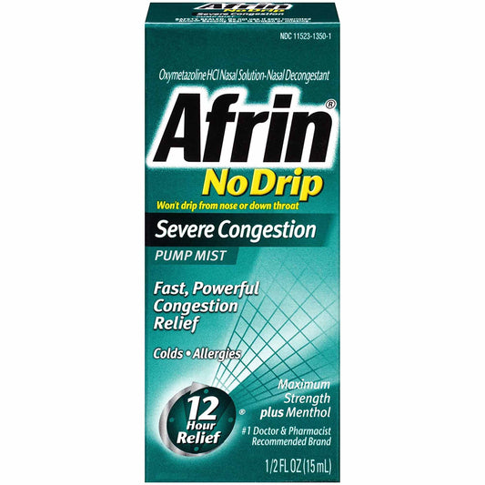 NASAL DECONGESTANT, SPR AFRIN NO DRIP SEVERE CONG 15ML 0.5OZ