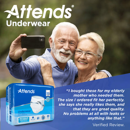 UNDERWEAR, ATTENDS MAX ABSRB MED (20BG 4BG/CS)