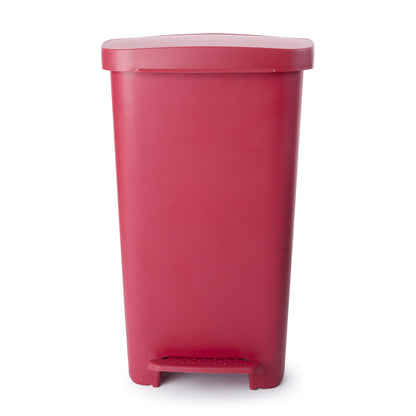 WASTECAN, STEP-ON RECTNGL PLASRED 52QT