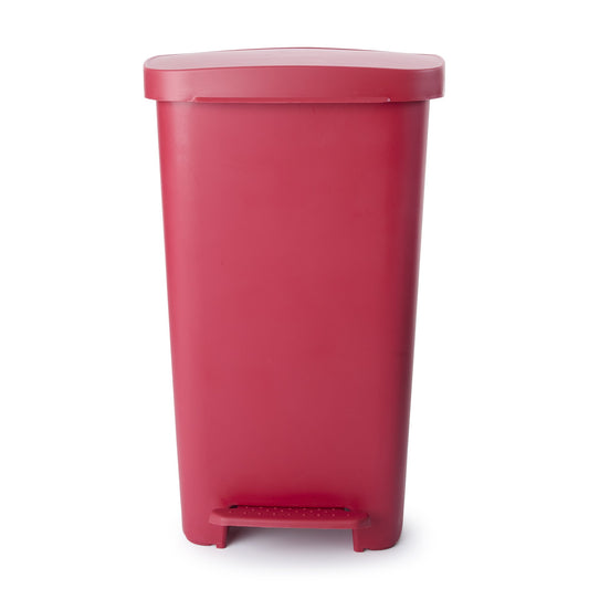 WASTECAN, STEP-ON RECTNGL PLASRED 52QT