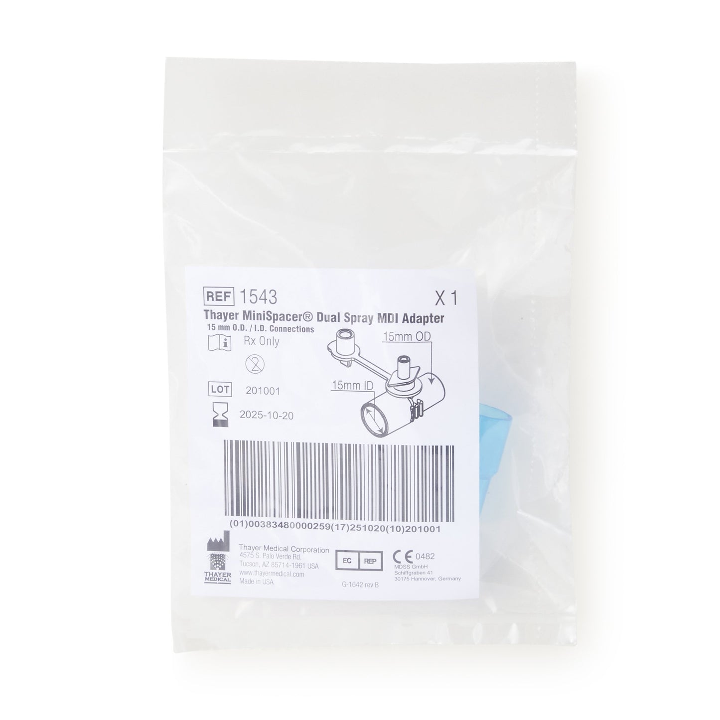 ADAPTER, MINISPACER DUAL SPRAY15MM MDI (50/CS)