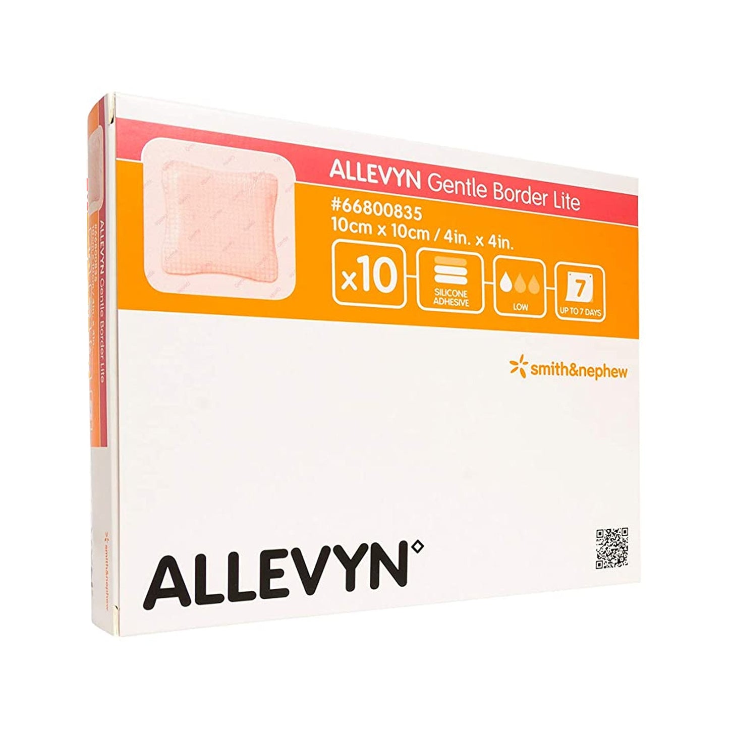 DRESSING, ALLEVYN BRDR LT 4X4"(10/BX 6BX/CS)