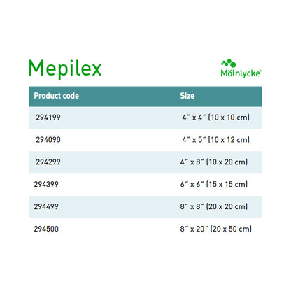 DRESSING, MEPILEX FOAM 4X8" (5/BX 9BX/CS)