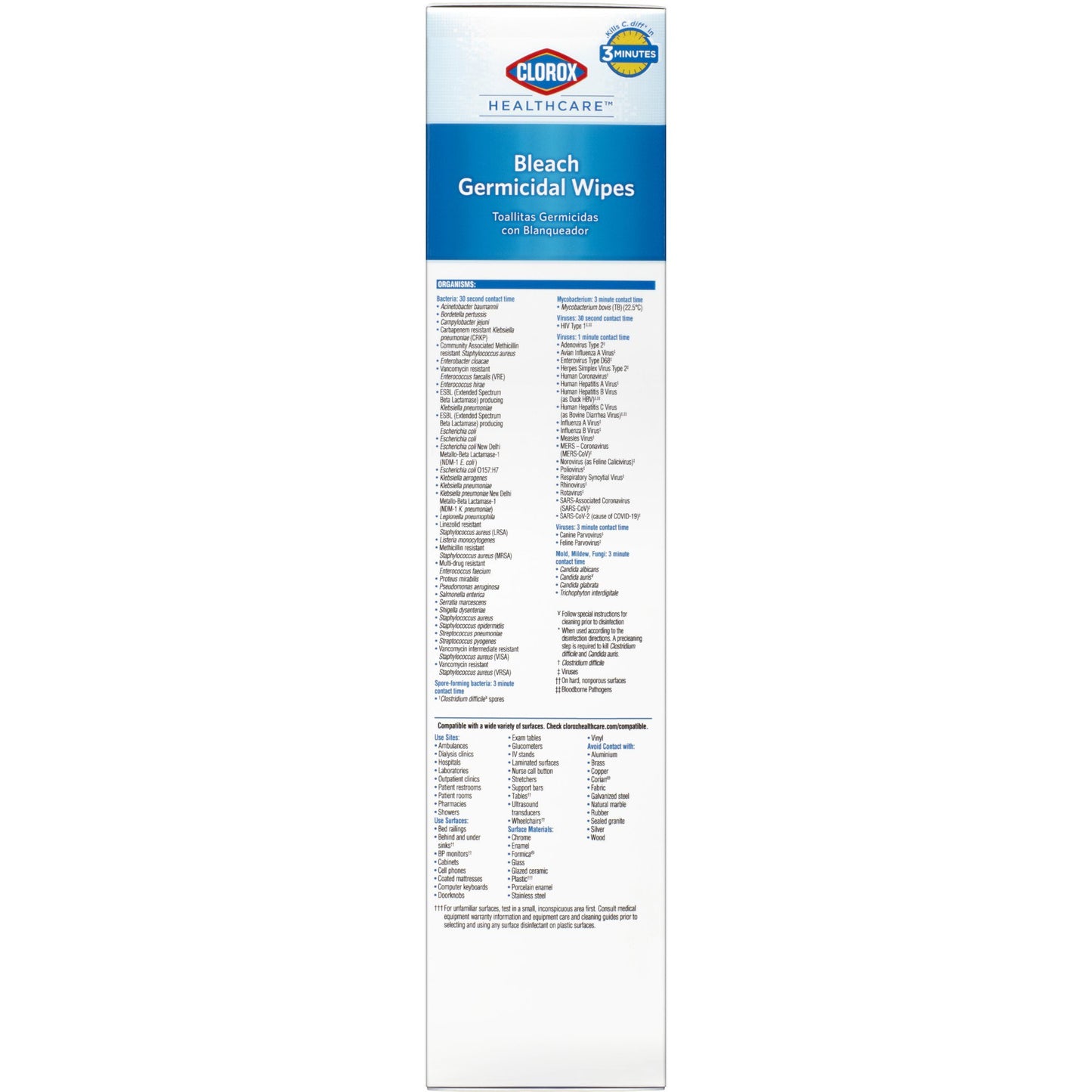 WIPE, DISINF CLOROX WHT 6.7"X9" (50/CT 6CT/CS)