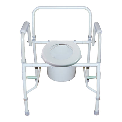 COMMODE, N/FLDING STEEL FRAME W/DROP ARM 300LB GRY (1/CS)