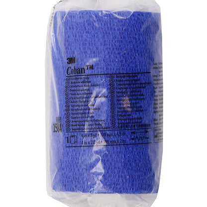 BANDAGE, COBAN ELAS BLU 4"X5YDS (18/BX) 3M