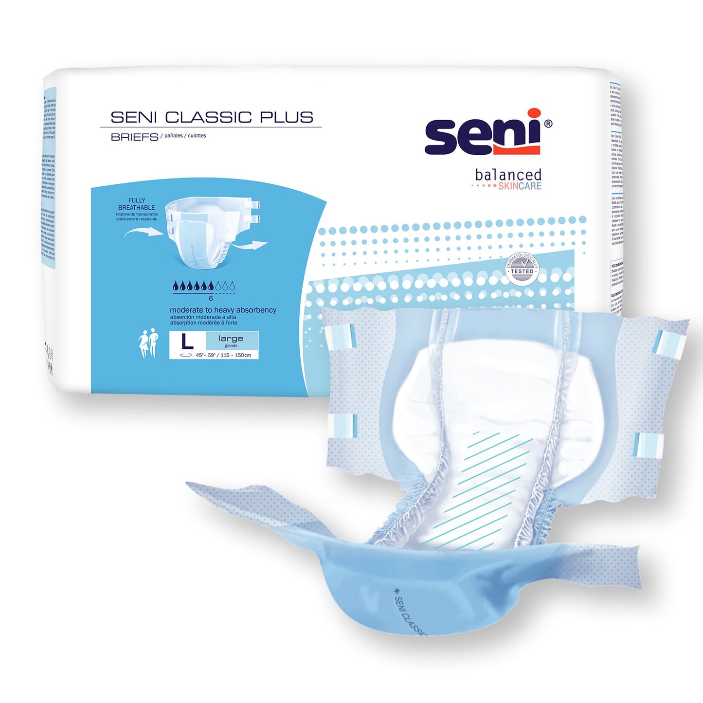 BRIEF, INCONT SENI CLASSIC PLUS LG 45"-59" (25/PK 4PK/CS)