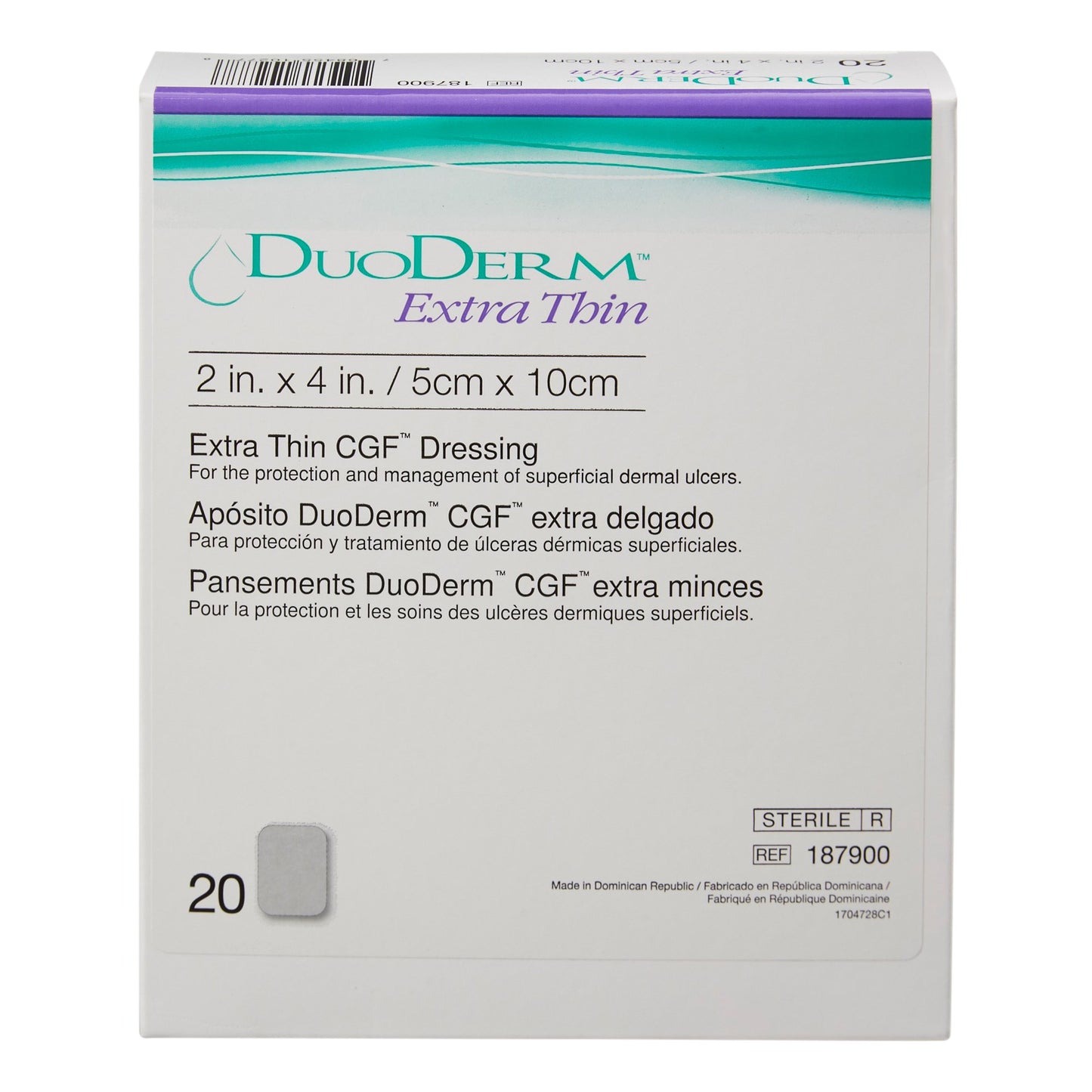 DRESSING, DUODERM CGF STR 2"X4" (20/BX)