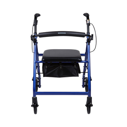 WALKER, ROLLATOR LTWT FOLDING ALUM W/6" WHLS BLU 300LB