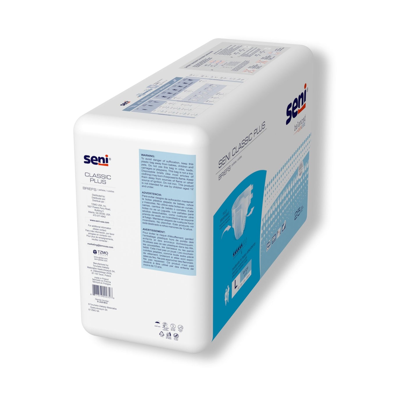 BRIEF, INCONT SENI CLASSIC PLUS LG 45"-59" (25/PK 4PK/CS)