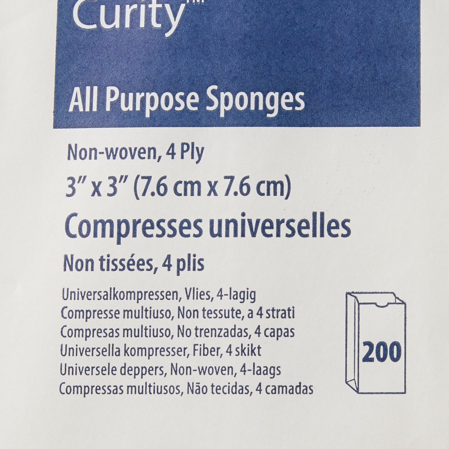SPONGE, GAUZE CURITY 4PLY 3"X3" (200/BG 20BG/CS)