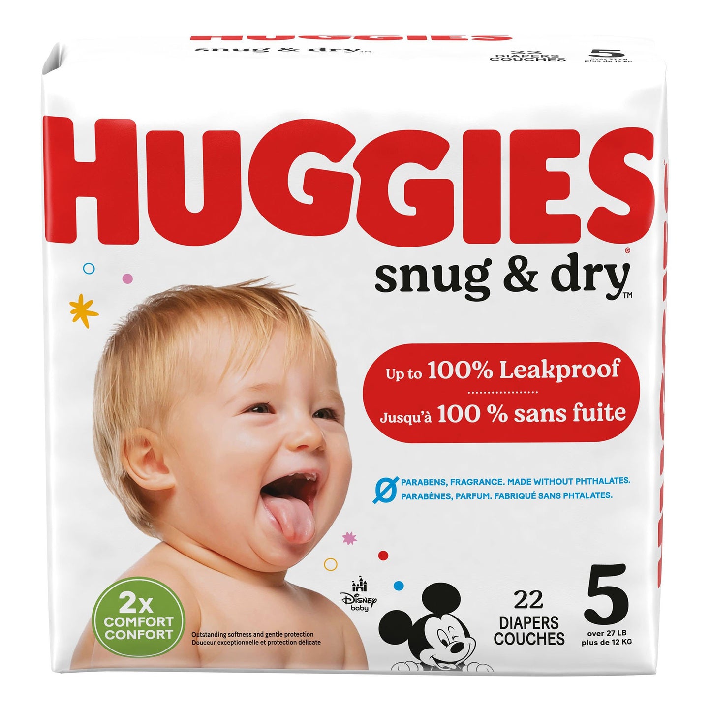 DIAPER, HUGGIES SNUG & DRY JUMBO PK SZ5 (22/PK 4PK/CS)