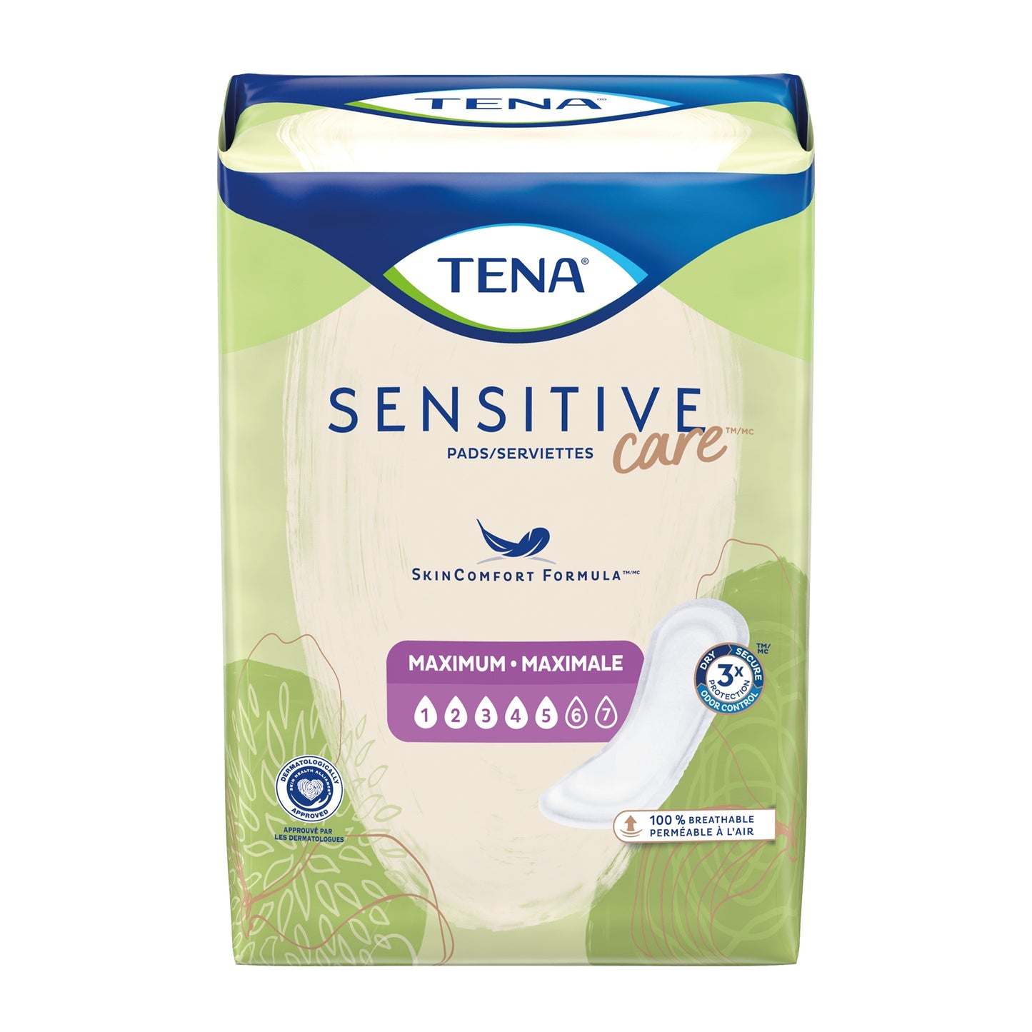 PAD, TENA SENSITIVE CARE MAXIMUM REG 6"X14" (14/PK 6PK/CS)