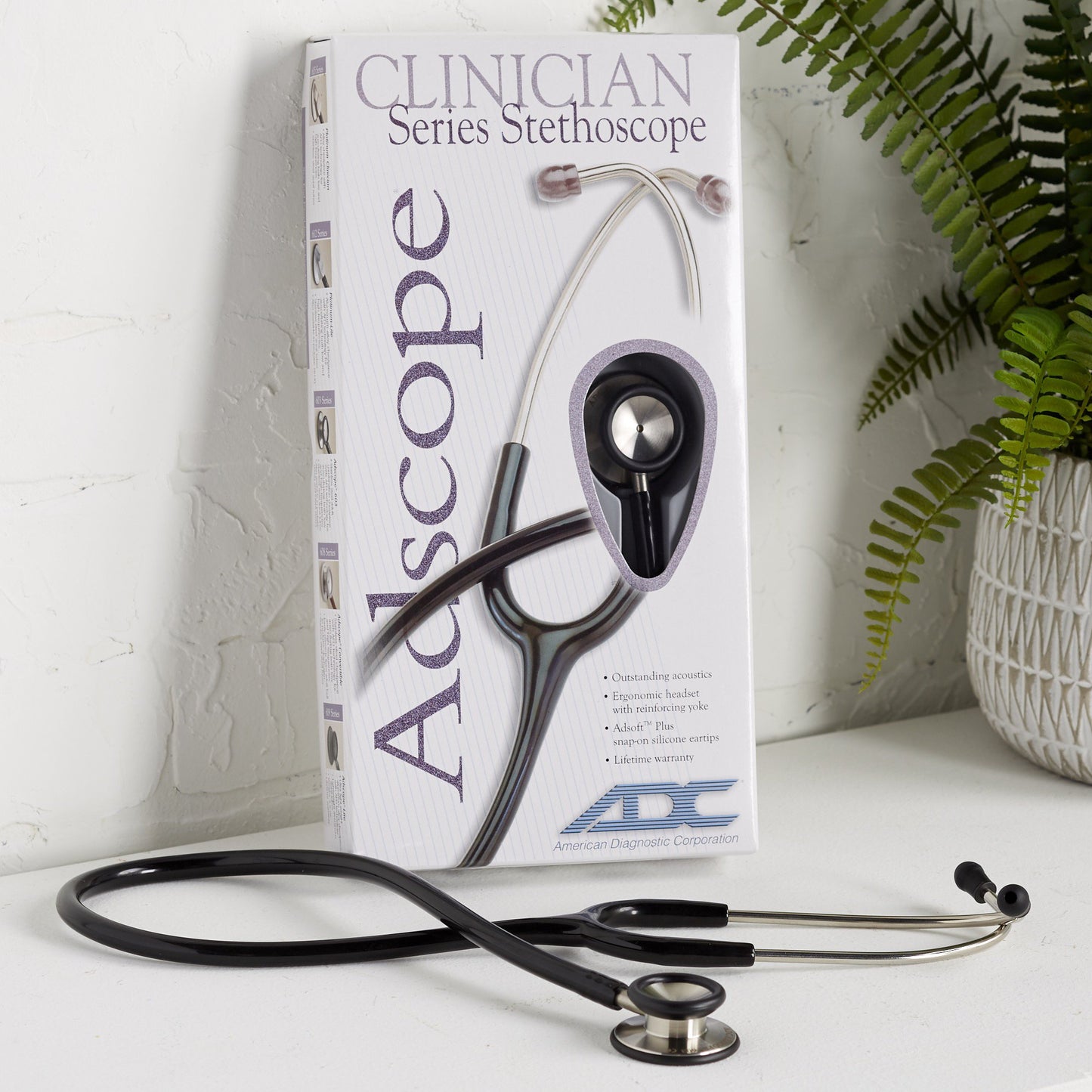 STETHOSCOPE, NURSES S/STL BLK ADLT