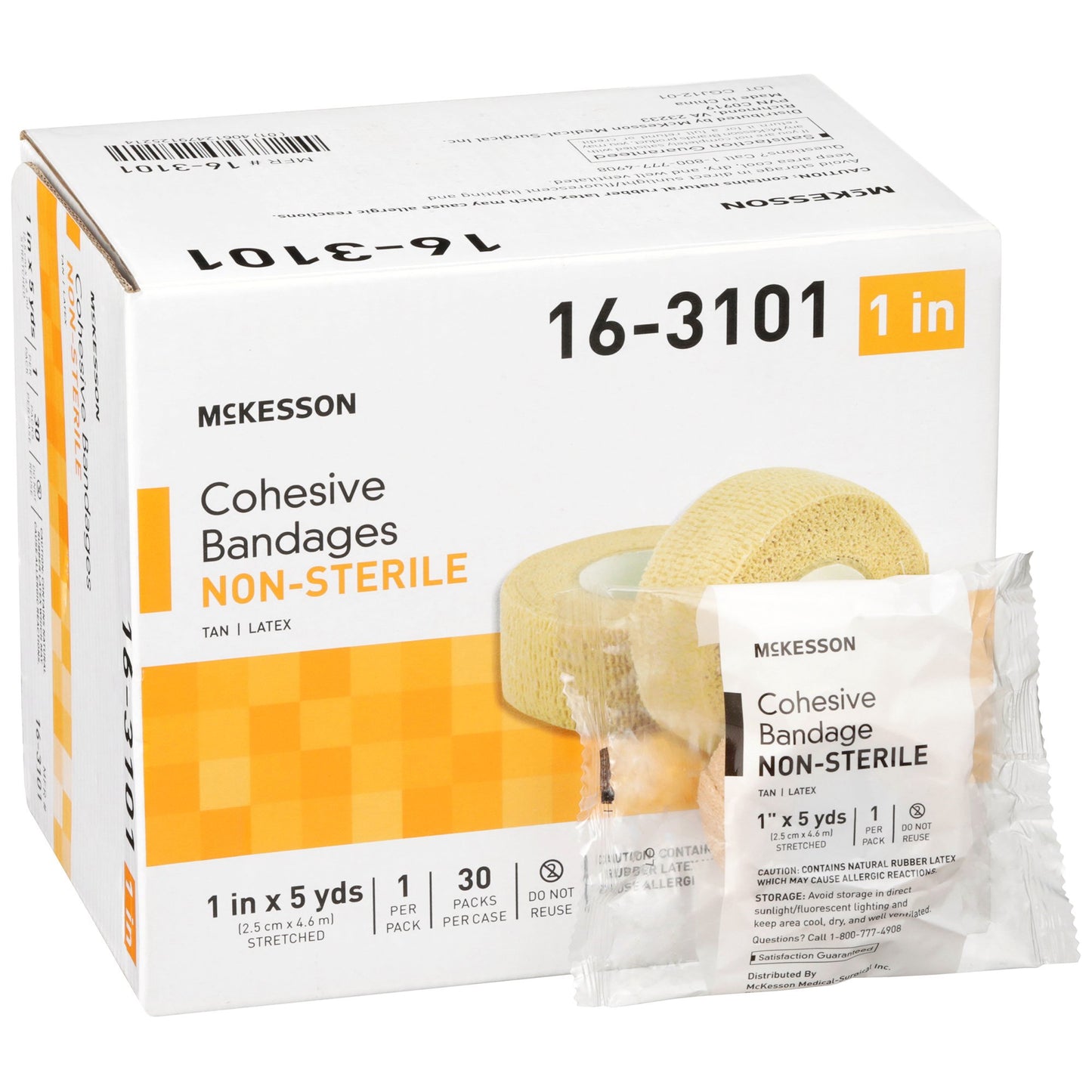 BANDAGE, COHESIVE N/S TAN 1" (30PK/CS)