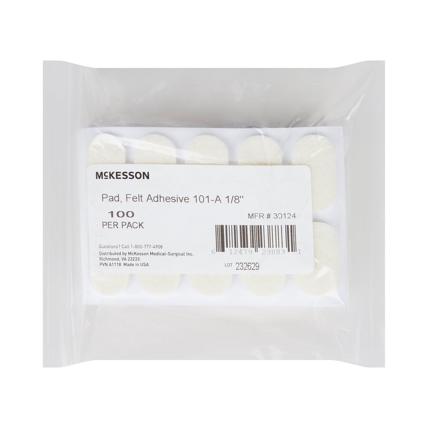 PEDI-PAD, FELT ADH WHT #101-A-8" (100/PK)