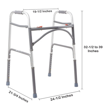 WALKER, FOLDING STEEL W/O WHEELS HVY DUTY ADLT 500LB (2/CS)